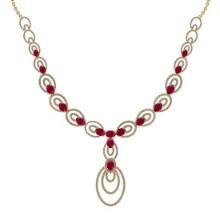 23.80 Ctw SI2/I1 Ruby And Diamond 14K Yellow Gold Victorian Style Necklace