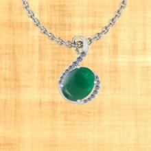 Certified 6.03 Ctw Emerald And Diamond I1/I2 14K White Gold Victorian Style Pendant Necklace