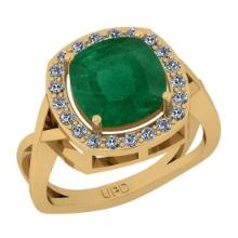 3.00 Ctw SI2/I1 Emerald And Diamond 14K Yellow Gold Ring