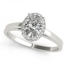 CERTIFIED 14KT WHITE GOLD .95 CTW J-K/VS-SI1 DIAMOND HALO ENGAGEMENT RING