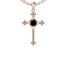 0.65 Ctw i2/i3 Treated Fancy Black And White Dimaond 14K Rose Gold Pendant