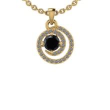 1.26 Ctw i2/i3 Treated Fancy Black And White Dimaond 14K Yellow Gold Pendant