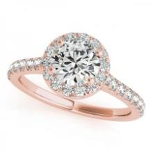 CERTIFIED 18K ROSE GOLD 1.32 CTW J-K/VS-SI1 DIAMOND HALO ENGAGEMENT RING