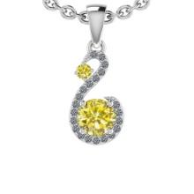 1.08 Ctw i2/i3 Treated Fancy Yellow And White Dimaond 14K White Gold Pendant