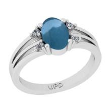 1.56 Ctw I2/I3 Aquamarine And Diamond 14K White Gold Promises Ring