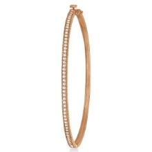 Milgrain Edged Diamond Bangle Bracelet 14k Rose Gold 0.75ctw