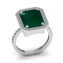 5.99 Ctw VS/SI1 Emerald And Diamond 18K White Gold Engagement Ring