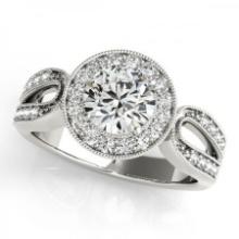 CERTIFIED PLATINUM .72 CTW J-K/VS-SI1 DIAMOND HALO ENGAGEMENT RING