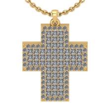 2.65 Ctw SI2/I1 Diamond 14K Yellow Gold Cross Pendant Necklace