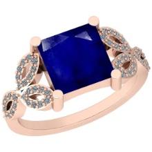 1.70 Ctw SI2/I1 Blue Sapphire And Diamond 14K Rose Gold Ring