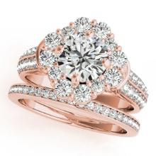 Certified 2.05 Ctw SI2/I1 Diamond 14K Rose Gold Vintage Style Wedding Set Ring