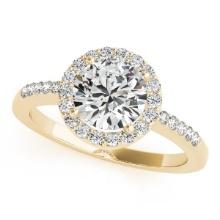 CERTIFIED 18K YELLOW GOLD 1.35 CTW J-K/VS-SI1 DIAMOND HALO ENGAGEMENT RING