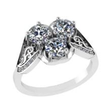 1.56 Ctw SI2/I1 Diamond 14K White Gold Vintage style Wedding Ring