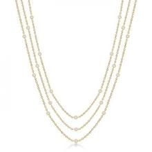 Three-Strand Diamond Station Necklace in 14k Yellow Gold (1.40ct)