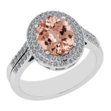 4.55 Ctw SI2/I1 Morganite And Diamond 14K White Gold Vintage Style Ring