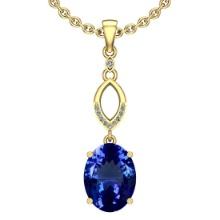 Certified 4.23 Ctw VS/SI1 Tanzanite And Diamond 14k Yellow Gold Victorian Style Necklace