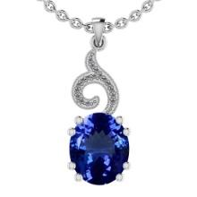 3.32 Ctw VS/SI1 Tanzanite And Diamond 14K White Gold Necklace