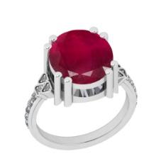 6.25 CtwSI2/I1 Ruby And Diamond 14K White Gold Vintage Style Ring