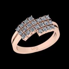 0.77 Ctw VS/SI1 Diamond 14K Rose Gold Anniversary Ring