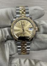New 36mm Oysterperpetual Datejust Two-Tone Gold Rolex Ref 126233 Comes with Box & Papers