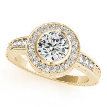 CERTIFIED 18K YELLOW GOLD 1.42 CTW J-K/VS-SI1 DIAMOND HALO ENGAGEMENT RING