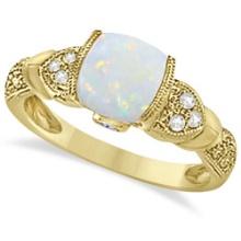 Tanzanite, Diamond and Opal Ring 14k Yellow Gold 1.10ctw