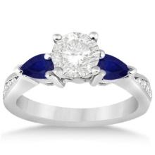 Diamond and Pear Blue Sapphire Engagement Ring 14k White Gold 1.79ctw