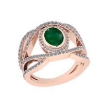 2.03 Ctw SI2/I1 Emerald And Diamond 14K Rose Gold Engagement Ring