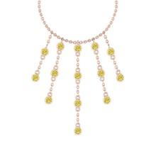 1.12 Ctw i2/i3 Treated Fancy Yellow Diamond 14K Rose Gold Yard Necklace