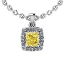 Certified 0.56 Ct GIA Certified Natural Fancy Yellow Diamond And White Diamond Platinum Pendant