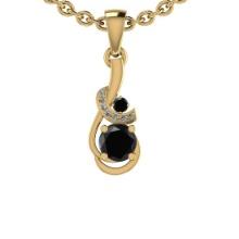 0.85 Ctw i2/i3 Treated Fancy Black And White Dimaond 14K Yellow Gold Pendant