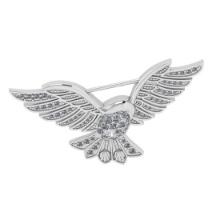 0.90 Ctw SI2/I1 Diamond 14K White Gold Eagle Brooch Pin