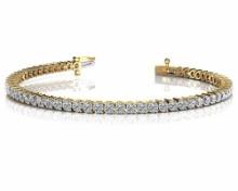 CERTIFIED 14K YELLOW GOLD 9.00 CTW G-H G-H SI2/I1 2 PRONG SET ROUND DIAMOND TENNIS BRACELET MADE IN