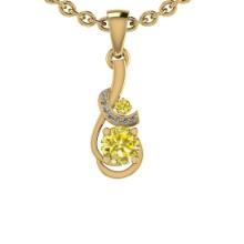 0.85 Ctw i2/i3 Treated Fancy Yellow And White Dimaond 14K Yellow Gold Pendant