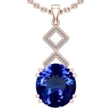 Certified 5.93 Ctw VS/SI1 Tanzanite And Diamond 14k Yellow Gold Victorian Style Necklace