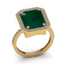 5.99 Ctw VS/SI1 Emerald And Diamond 18K Yellow Gold Engagement Ring