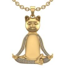 0.62 Ctw SI2/I1Diamond 14K Yellow Gold Cat/Kitty Express yoga pose Necklace