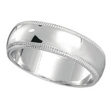 Mens Wedding Band Dome Comfort-Fit Milgrain 950 Platinum 5 mm