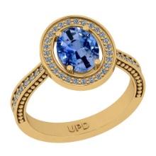 1.55 Ctw I2/I3 sapphire And Diamond 14K Yellow Gold Engagement Ring