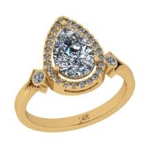 1.57 Ctw SI2/I1 Diamond 14K Yellow Gold Engagement Halo Ring