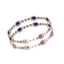 13.80 Ctw SI2/I1 Blue Sapphire And Diamond 14K Rose Gold Bangle