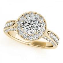 CERTIFIED 18K YELLOW GOLD 1.17 CTW J-K/VS-SI1 DIAMOND HALO ENGAGEMENT RING