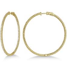 Unique X-Large Diamond Hoop Earrings 14k Yellow Gold 3.00ctw