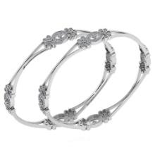 Certified 2.25 Ctw Diamond VS/SI1 Bangles 14K White Gold Made In USA