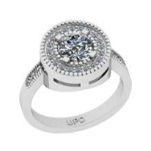 1.12 Ctw SI2/I1 Gia Certified Center Diamond 14K White Gold Wedding Halo Ring