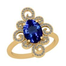 6.24 Ctw VS/SI1 Tanzanite And Diamond 18K Yellow Gold Filigree Ring