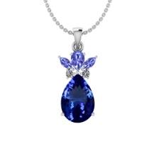 3.31 Ctw VS/SI1 Tanzanite,Garnet And Diamond 18K White Gold Pendant Necklace