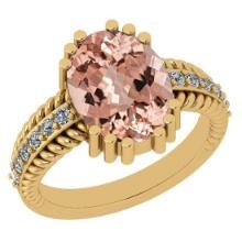 4.69 Ctw SI2/I1 Morganite And Diamond 14K Yellow Gold Vintage Style Ring