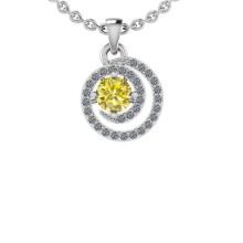 1.26 Ctw i2/i3 Treated Fancy Yellow And White Dimaond 14K White Gold Pendant