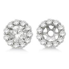 Round Diamond Earring Jackets for 4mm Studs 14K White Gold 0.64ctw